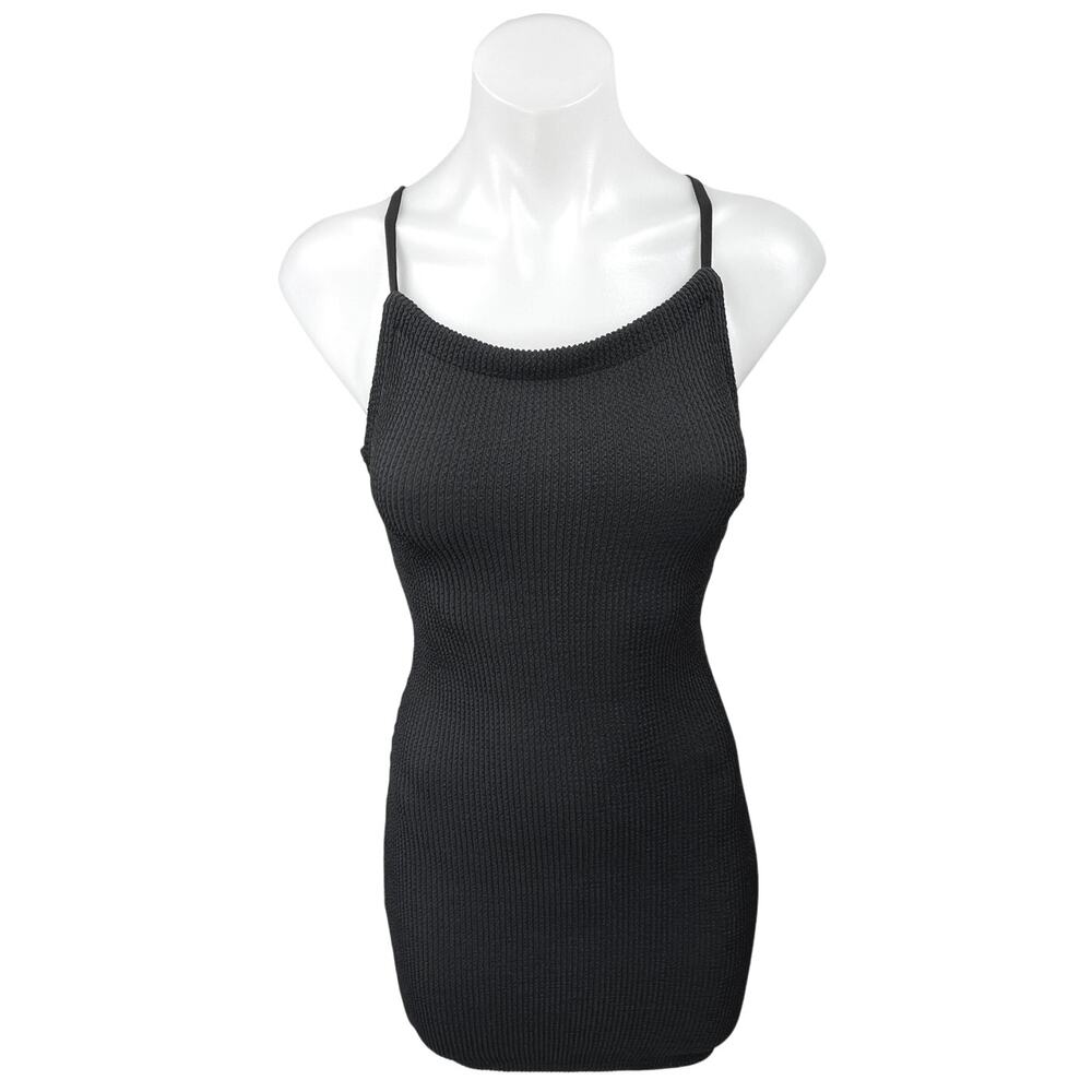 Urban Outfitters Black Sleeveless Rib Knitted Cami Camisole Mini Tank Dress XS